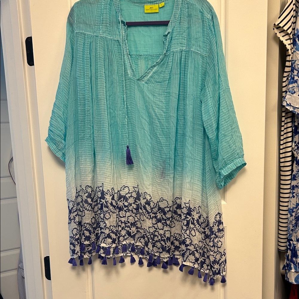Roberta Roller Rabbit Blue Tunic with Purple Accents